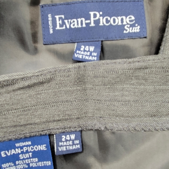Evan Picone Pant Suit Size 24W Pleated Wide Leg Zip Pants Pockets Gray Lined - Picture 7 of 9